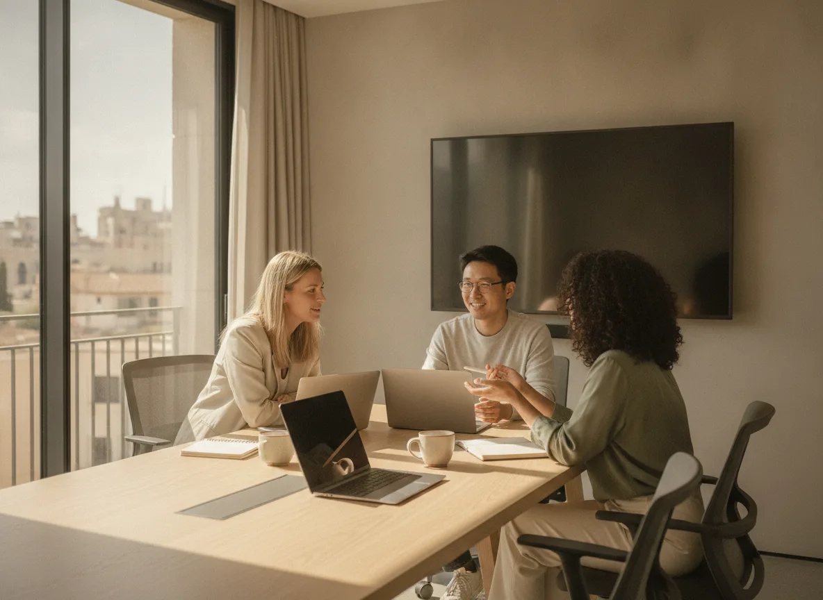 An international team in a bright meeting room