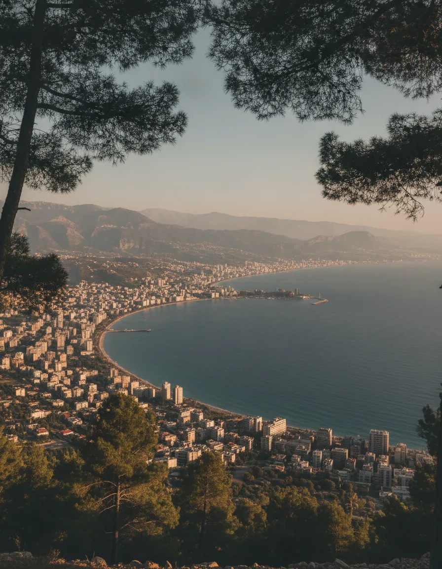 Jounieh bay seen from the hillside at evening
